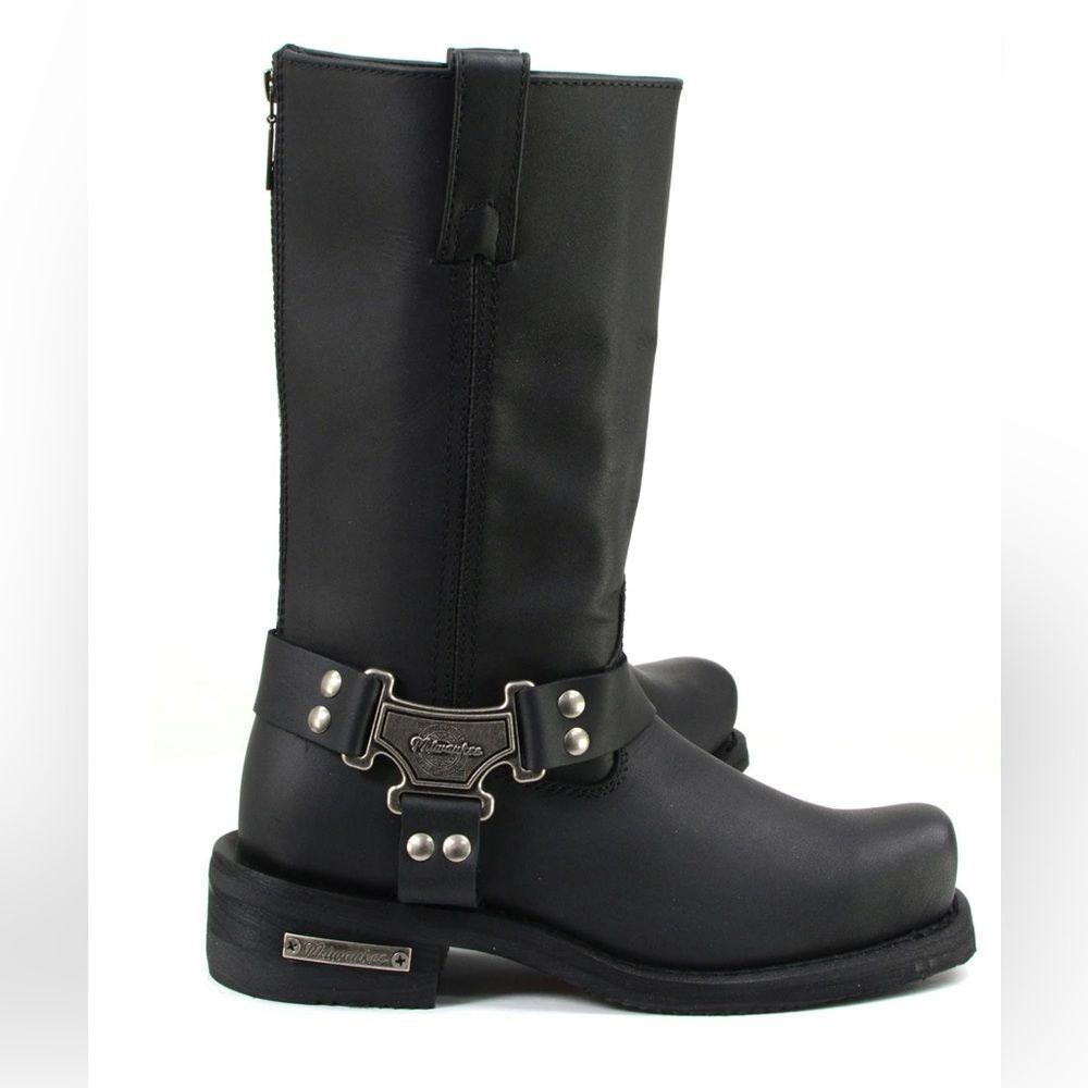 Milwaukee Leather Men's Black Harness Motorcycle Boots - Picture 4 of 11